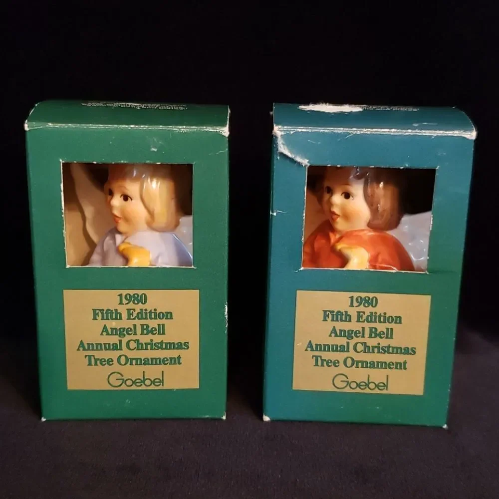 Pair of Vintage Goebel Angel Bell Ornaments 1980